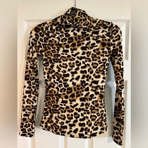 S cheetah print turtleneck